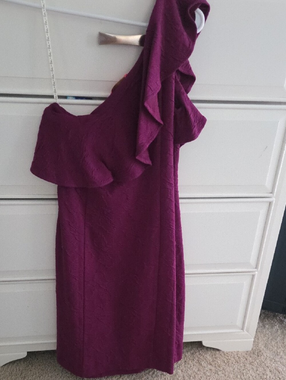 Lilly Pulitzer One-Shoulder Ruffle Dress in Amarena Cherry Knit Pucker Jacquard - Picture 5 of 5